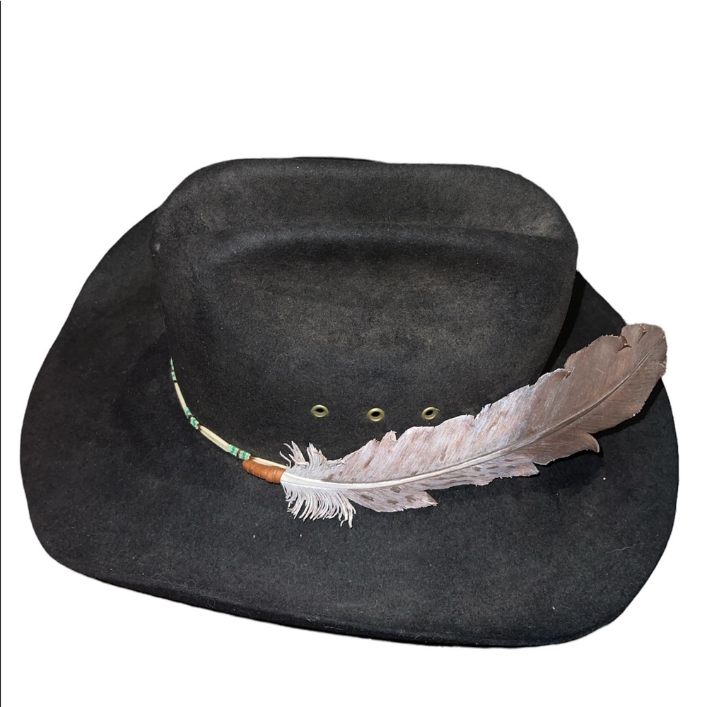 Vintage STETSON cowboy hat 57 xxxx feather 4X beaver 7 1/8